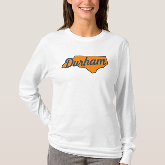Durham North Carolina Script Design - State Shape T-shirt (Voorkant)