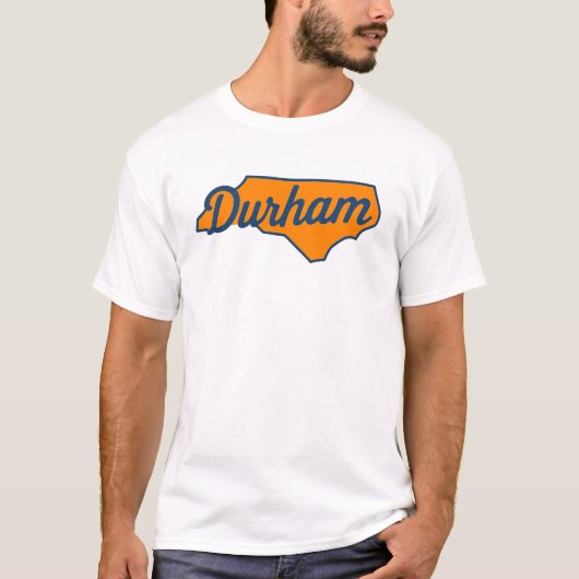 Durham North Carolina Script Design - State Shape T-shirt (Voorkant)