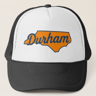 Durham North Carolina Script Design - State Shape Trucker Pet