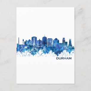 Durham North Carolina Skyline Blue Uitnodiging Briefkaart