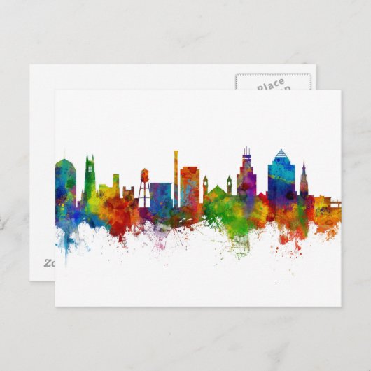 Durham North Carolina Skyline Briefkaart (Voorkant / Achterkant)