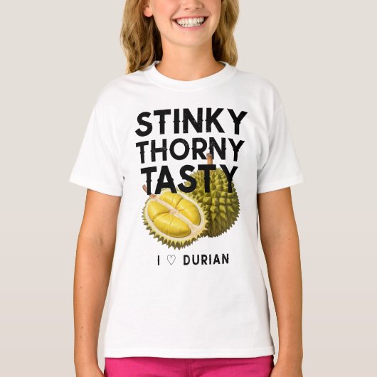 Durian: stinkend, doornig, lekker t-shirt (Voorkant)