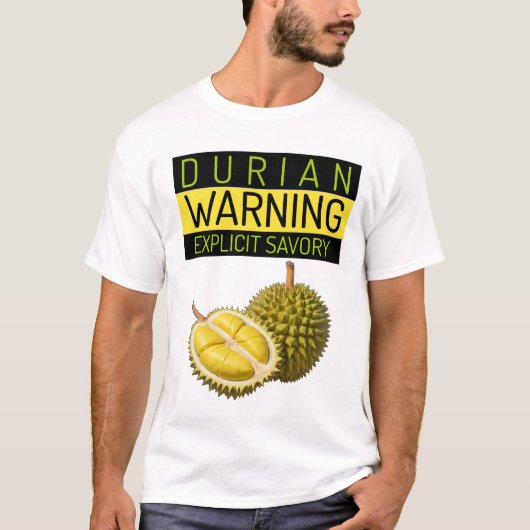 Durian: Waarschuwing: Expliciete stinkende en hart T-shirt (Voorkant)