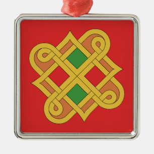 Durrow Knotwork 2016 Rood en groen Metalen Ornament
