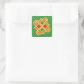 Durrow Knotwork 2016 Rood en groen Vierkante Sticker (Tas)