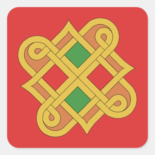Durrow Knotwork 2016 Rood en groen Vierkante Sticker (Voorkant)