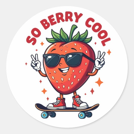 Dus Berry Cool Fruit Lover Strawberry Season Ronde Sticker (Voorkant)