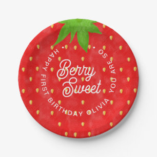 Dus Berry Sweet Strawberry Birthday Papieren Bordje