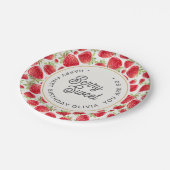 Dus Berry Sweet Strawberry Pattern Birthday Papieren Bordje (Gekanteld)