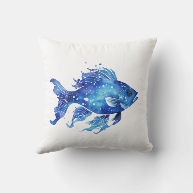 Dus Blauwe Vis Klein Kussen (Achterkant)