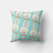 Dus Cute Bunnies en Carrot Pattern Cartoon Art Kussen (Achterkant)