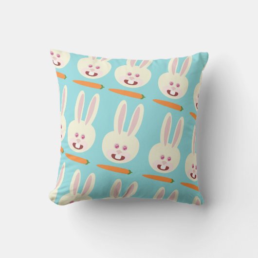 Dus Cute Bunnies en Carrot Pattern Cartoon Art Kussen (Voorkant)