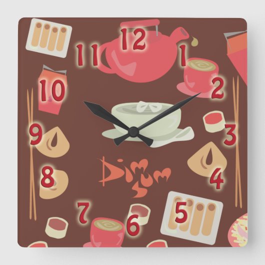 Dus Cute en Dim Sum! Vierkante Klok (Voorkant)