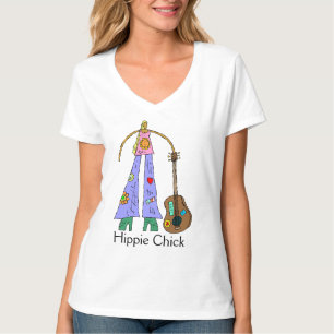 Dus Cute Hippie Chick Design T-shirt