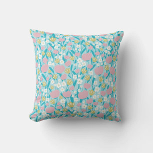 Dus Cutie 60s roze en blauw bloemenpatroon Kussen