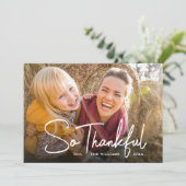 Dus dankbare foto overlay Thanksgiving Feestdagenkaart (Staand voorkant)