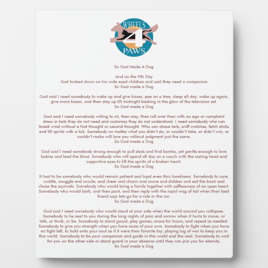 "Dus God heeft een hond gemaakt" plaque Fotoplaat (Voorkant)