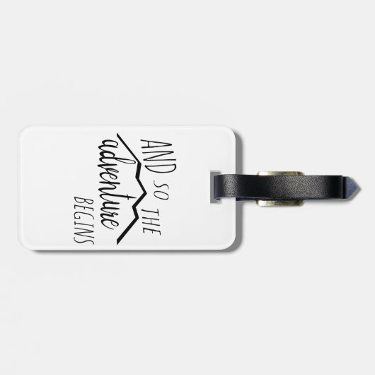 Dus het avontuur begint met de Rustic Mountain Wed Bagagelabel (Achterkant horizontaal)