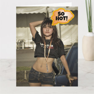DUS HOE GROTE ASIAN GIRL FUNNY BIRTHDAY KAART VOOR