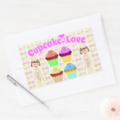 Dus ook Cute Cupcake Love Rechthoekige Sticker (Envelop)