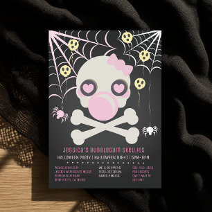 DUS PINK BUBBLEGUM SKELLIES HALLOWEN PARTIJ KAART