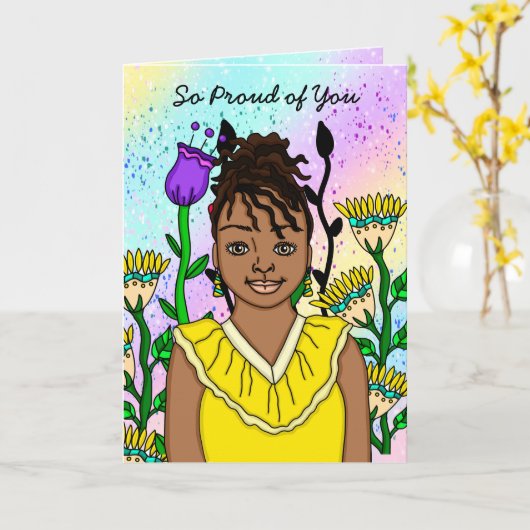 Dus Proud van jou | Folk Art Girl Kaart (Gele Bloem)