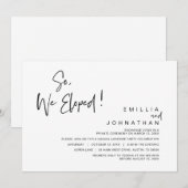 Dus, we zijn weggelopen, trouwfeest kaart (Voorkant / Achterkant)