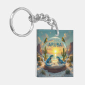Dushi aruba sunset wereldbol sleutelhanger (Voorkant Links)