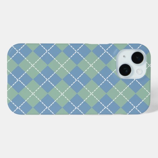 Dusk Blue en Grijs Jade Argyle Case-Mate iPhone Case (Achterkant (horizontaal))