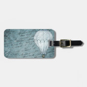 Dusk Blue Hot Air ballon Steampunk Handschrift Bagagelabel (Voorkant horizontaal)