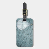 Dusk Blue Hot Air ballon Steampunk Handschrift Bagagelabel (Voorkant verticaal)