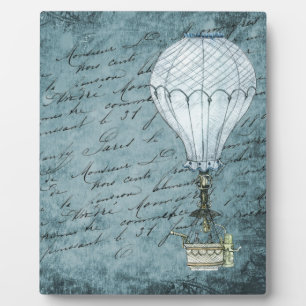 Dusk Blue Hot Air ballon Steampunk Handschrift Fotoplaat