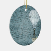 Dusk Blue Hot Air ballon Steampunk Handschrift Keramisch Ornament (Rechts)