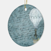 Dusk Blue Hot Air ballon Steampunk Handschrift Keramisch Ornament (Links)