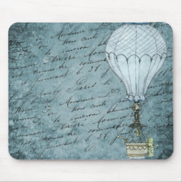 Dusk Blue Hot Air ballon Steampunk Handschrift Muismat