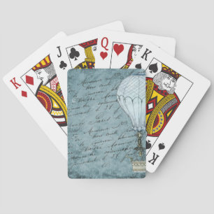 Dusk Blue Hot Air ballon Steampunk Handschrift Pokerkaarten