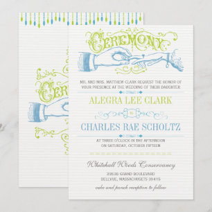 Dusk Blue Limoen Modern  Typografie Invite Kaart