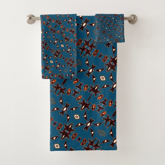 Dusk Blue Native Line Art-handdoessset Bad Handdoek (Insitu)