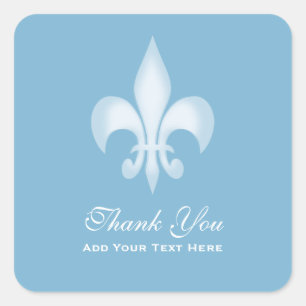 Dusk Blue Transparant Fleur de Lis Bedankt Vierkante Sticker