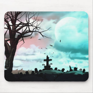Dusk Full Moon Graveyard Gothic Mousepad Muismat