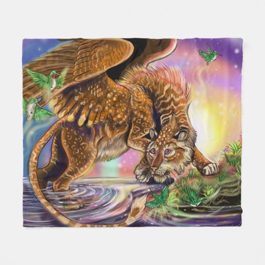 Dusk Hunter Flying Cat Fleece Deken (Voorkant (Horizontaal))