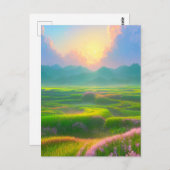 Dusk in het grijze veld briefkaart (Voorkant / Achterkant)