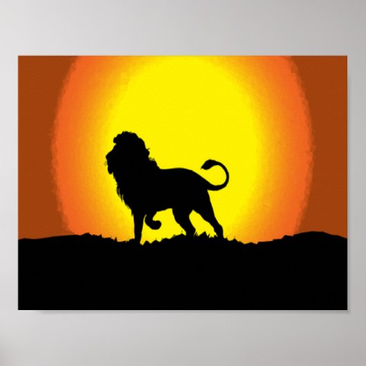 Dusk lion silhouet poster (Voorkant)