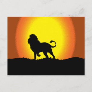 Dusk lion silhouette briefkaart