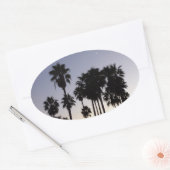 Dusk met Palm Trees Tropische Scene Ovale Sticker (Envelop)