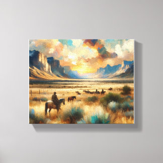 Dusk on the Range : Impression en toile étirée