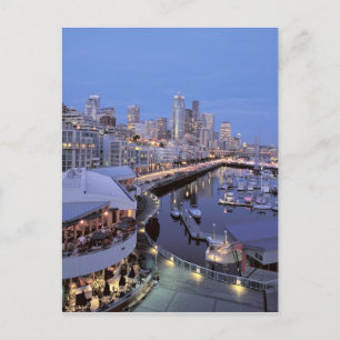 Dusk op Bell Harbour in Seattle, Washington. Briefkaart