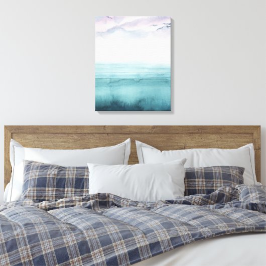 Dusk op de baai - Waterverf Canvas Afdruk (Insitu (Slaapkamer))