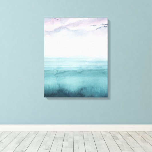 Dusk op de baai - Waterverf Canvas Afdruk (Insitu (Houten vloer))