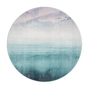 Dusk op de baai - Waterverf Snijplank